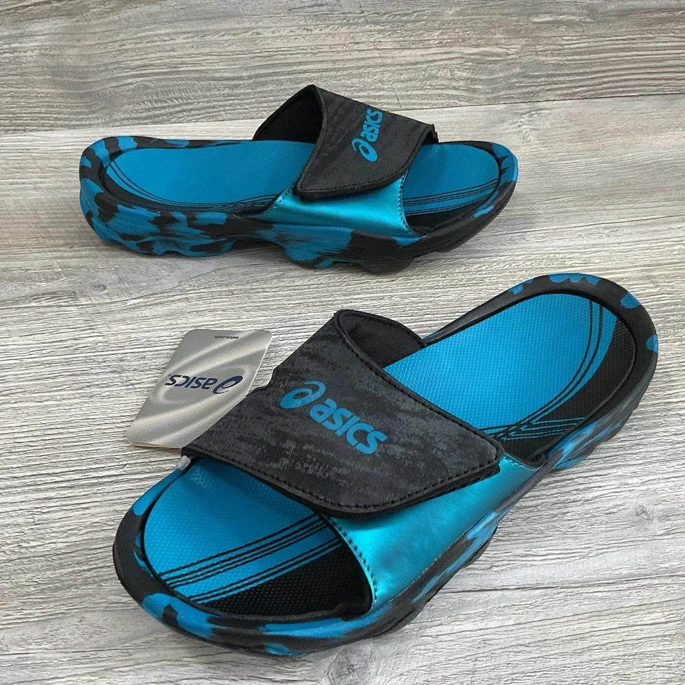Asics Men's Lyashi Stability P210Y Electric Blue Sandals Size 7 US NEW